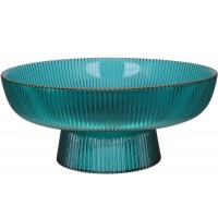 Миска для фруктів скло "Viva edge green" 26,5х11см на ніжці №B100063