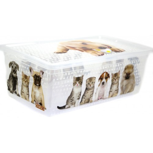 Коробка-бокс пласт. "Qutu Light Box" Cats and Dogs з кришкою 5л №92884