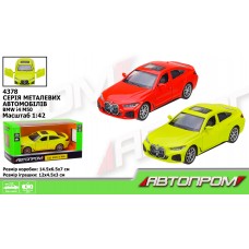 Машина метал. "Автопром" BMW I4 M50,1:43,відчин. двері,в кор-ці 14,5х6,5х7см,2 кольори КІ