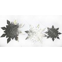 Декор-підвіска новорічна паперова Snowflake срібло 25см R96067 Декор-підвіска новорічна паперова Snowflake срібло 25см R96067