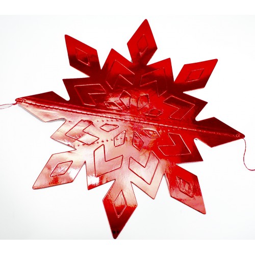 Декор-підвіска новорічна паперова Snowflake червоний 25см R96067 Декор-підвіска новорічна паперова Snowflake червоний 25см R96067