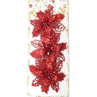 Декор святковий Квітка червоний 3шт R96227 Декор святковий Квітка червоний 3шт R96227