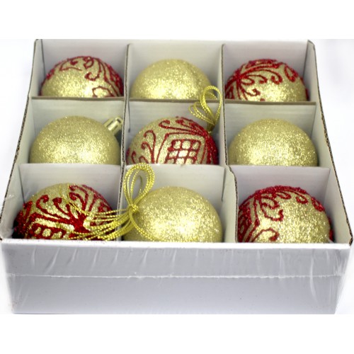 Набір куль 6см 9шт золотий M47879(64) Набір куль 6см 9шт золотий M47879(64)