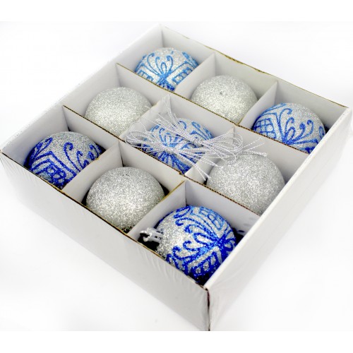 Набір куль 6см 9шт срібний M47879(64) Набір куль 6см 9шт срібний M47879(64)