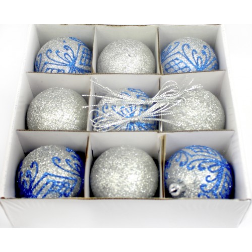 Набір куль 6см 9шт срібний M47879(64) Набір куль 6см 9шт срібний M47879(64)