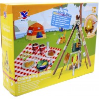 Набір посуду: пікнік,багаття,світло,продукти,овочі на липучках,каструля,стакани №XS-25146