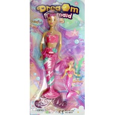 Лялька 34,5см,русалка,з донькою 15см,3 кольори,на листі,19,5х43х5см №1833C(72)