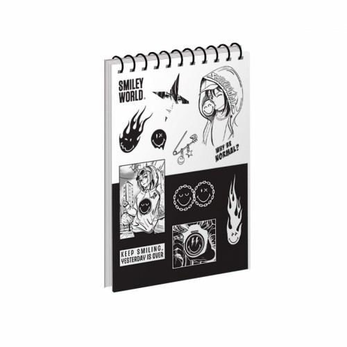 Блокнот пруж. верх. А6 80арк. кліт. карт. Smiley world Keep smiling №152270/Yes/