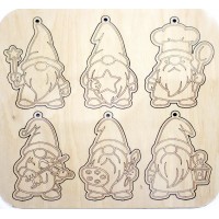 Набір "Гноми різдвяні" 6шт, 20*20см фанера