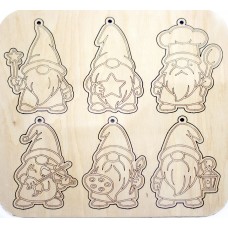 Набір "Гноми різдвяні" 6шт, 20*20см фанера