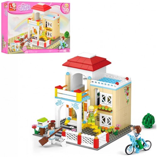 Конструктор Sluban Заміський.будинок,фігурки,велосипед,380дет,в кор-ці M38-B0533(16)