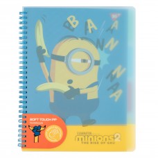 Блокнот В5 80арк. кліт. пласт. обкл.,софт-тач Minions №765743/Yes/