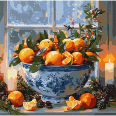 Картини по номерах акрил. "Цитруси у вазі" 40х40см №KHO5742/Ідейка/