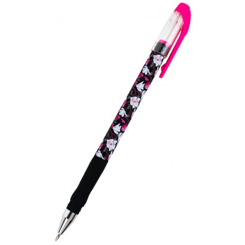 Ручка кульк. Axent AB1049-44-A Floral Black синя(24)(288)