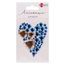 Аплікація зі стразів самокл. Santi Серце синьо-жовте 7х8см 743028(12)