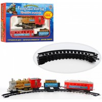 Железная дорога на батарейке, музыка, светится Голубой вагон, дым, длина пути 580 см, в коробке 61х36х7,5 см (8) (610) 7016