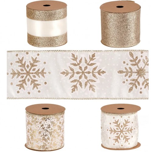 Стрічка декор. біле золото №R33979 2,7х6,3см