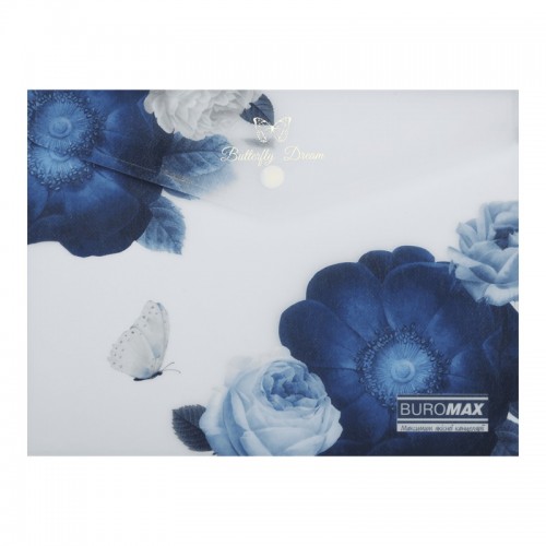 Папка-конверт "Buromax"№BM.3919-03 А5 Arabeski на кнопці,матов.напівпрозор.,темно-синя(12)