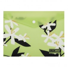 Папка-конверт "Buromax" №BM.3919-15 А5 Arabeski на кнопці,матов. напівпрозор.,салатова(12)