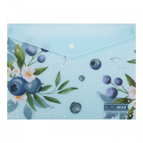 Папка-конверт"Buromax"№BM.3919-17 А5 Arabeski на кнопці,матов. напівпрозор.,морська хвиля