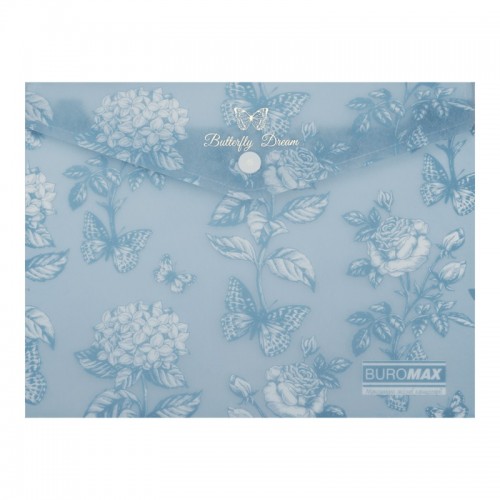 Папка-конверт "Buromax"№BM.3919-95 А5 Arabeski на кнопці,матов.напівпрозор.,синьо-сіра(12)