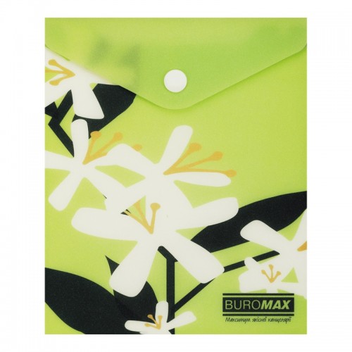 Папка-конверт "Buromax" №BM.3922-15 А6 Arabeski на кнопці,матов. напівпрозор.,салатова(12)