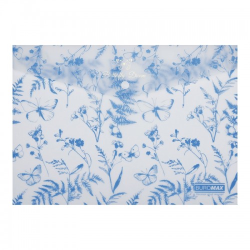 Папка-конверт "Buromax" №BM.3943-14 А4 Arabeski на кнопці,матов. напівпрозор.,блакитна(12)