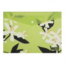 Папка-конверт "Buromax" №BM.3943-15 А4 Arabeski на кнопці,матов. напівпрозор.,салатова(12)