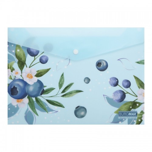 Папка-конверт "Buromax"№BM.3943-17 А4 Arabeski на кнопці,матов.напівпрозор.,морська хвиля