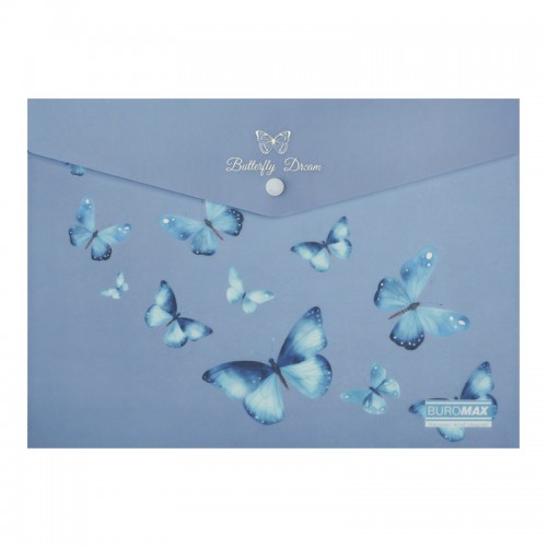 Папка-конверт "Buromax"№BM.3943-45 А4 Arabeski на кнопці,матов.напівпрозор.,синій електрик