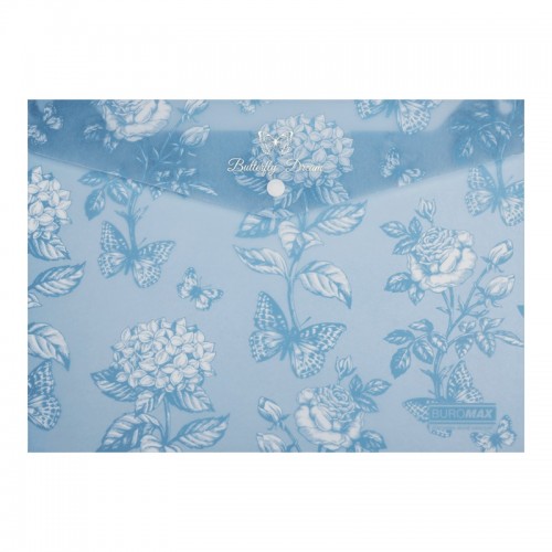 Папка-конверт "Buromax" №BM.3943-95 А4 Arabeski на кнопці,матов. напівпрозор.,синьо-сіра