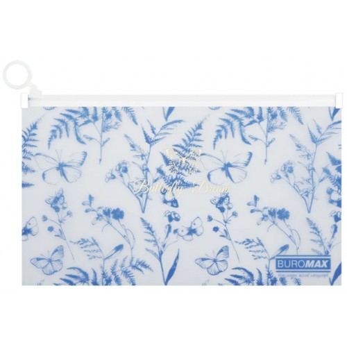 Папка-конверт"Buromax"№BM.3949-14 DL Arabeski на zip-блискавці,матов.напівпрозор.,блакитна