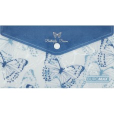 Папка-конверт "Buromax" №BM.3952-02 DL Arabeski на кнопці,матов. напівпрозор.,синя