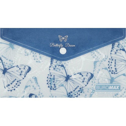 Папка-конверт "Buromax" №BM.3952-02 DL Arabeski на кнопці,матов. напівпрозор.,синя