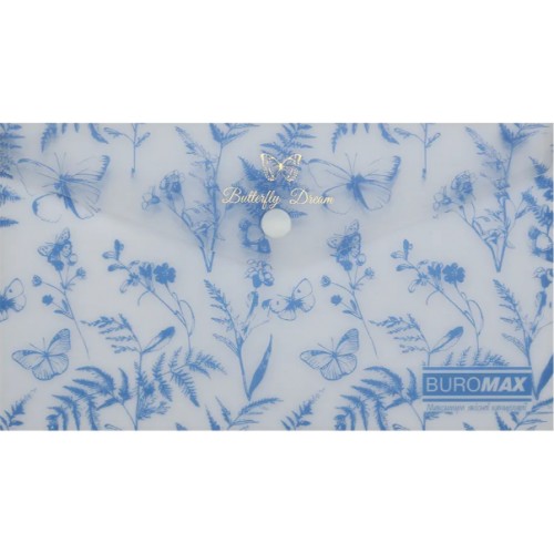 Папка-конверт "Buromax" №BM.3952-14 DL Arabeski на кнопці,матов. напівпрозор.,блакитна