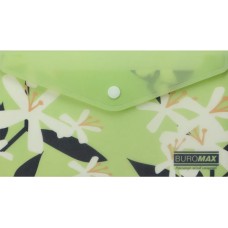 Папка-конверт "Buromax" №BM.3952-15 DL Arabeski на кнопці,матов. напівпрозор.,салатова