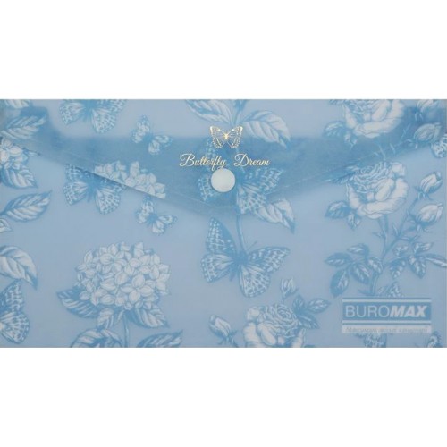 Папка-конверт "Buromax" №BM.3952-95 DL Arabeski на кнопці,матов. напівпрозор.,синьо-сіра