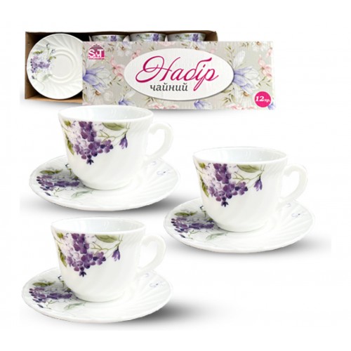 Набір чайний керам. 12предм. "Гортензія" 190мл №30055-202052/S&T/(12)