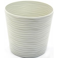 Горщик квітковий пластиковий "Ф'южн" 23,5х22см 6л біла троянда,низький,зі вставкою/Алеана/