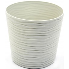 Горщик квітковий пластиковий "Ф'южн" 23,5х22см 6л біла троянда,низький,зі вставкою/Алеана/