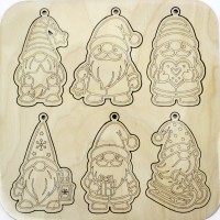 Набір "Гноми новорічні" 6шт 20х20см фанера