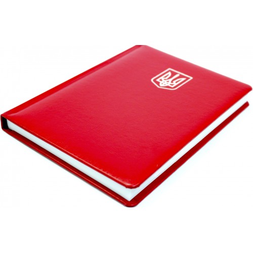 Щоден. А5 "Economix" недат. Nebraska червоний, з тисненням "Герб" №E22061-03(20)