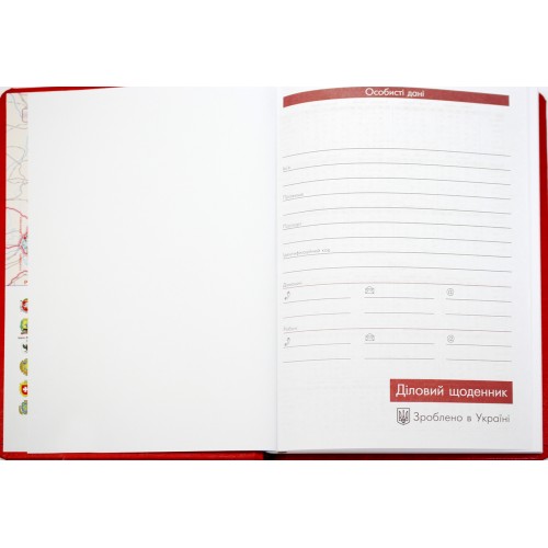 Щоден. А5 "Economix" недат. Nebraska червоний, з тисненням "Герб" №E22061-03(20)