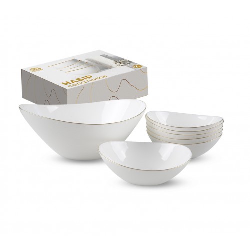 Набір салатників скло "Золотий кант" (7шт)(1шт-1,8л,6-400мл №30098-06/S&T/(6)