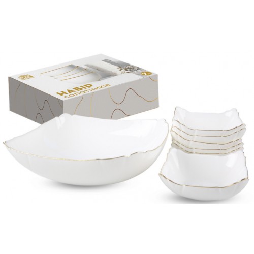 Набір салатників скло "Золотий кант" (7шт)(1шт-1,5л,6-200мл №30098-05/S&T/(6)