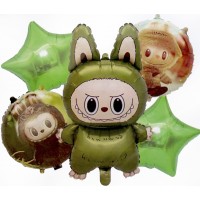 Набір кульок повітр. фольг. "Лабубу зелена" 5шт(10)