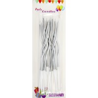 Свічка в торт 12шт+12підсв. "Спіральні" срібло №A6/7025(60)