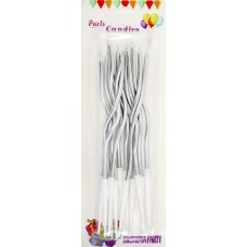 Свічка в торт 12шт+12підсв. "Спіральні" срібло №A6/7025(60)