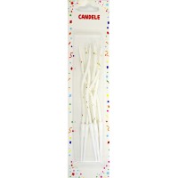 Свічка в торт 6шт+6підсв. "Спіральні" в крапку білі №3696(100)