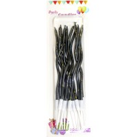 Свічка в торт 12шт+12підсв. "Спіральні" в крапку чорна №A6/7025(60)